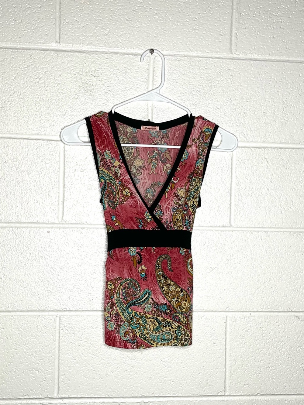 < Vintage Y2K Papaya Paisley Pattern Blouse Size Small >